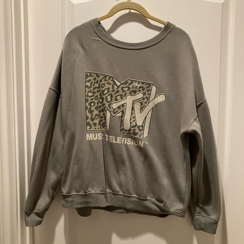 Olive green colored MTV sweatshirt